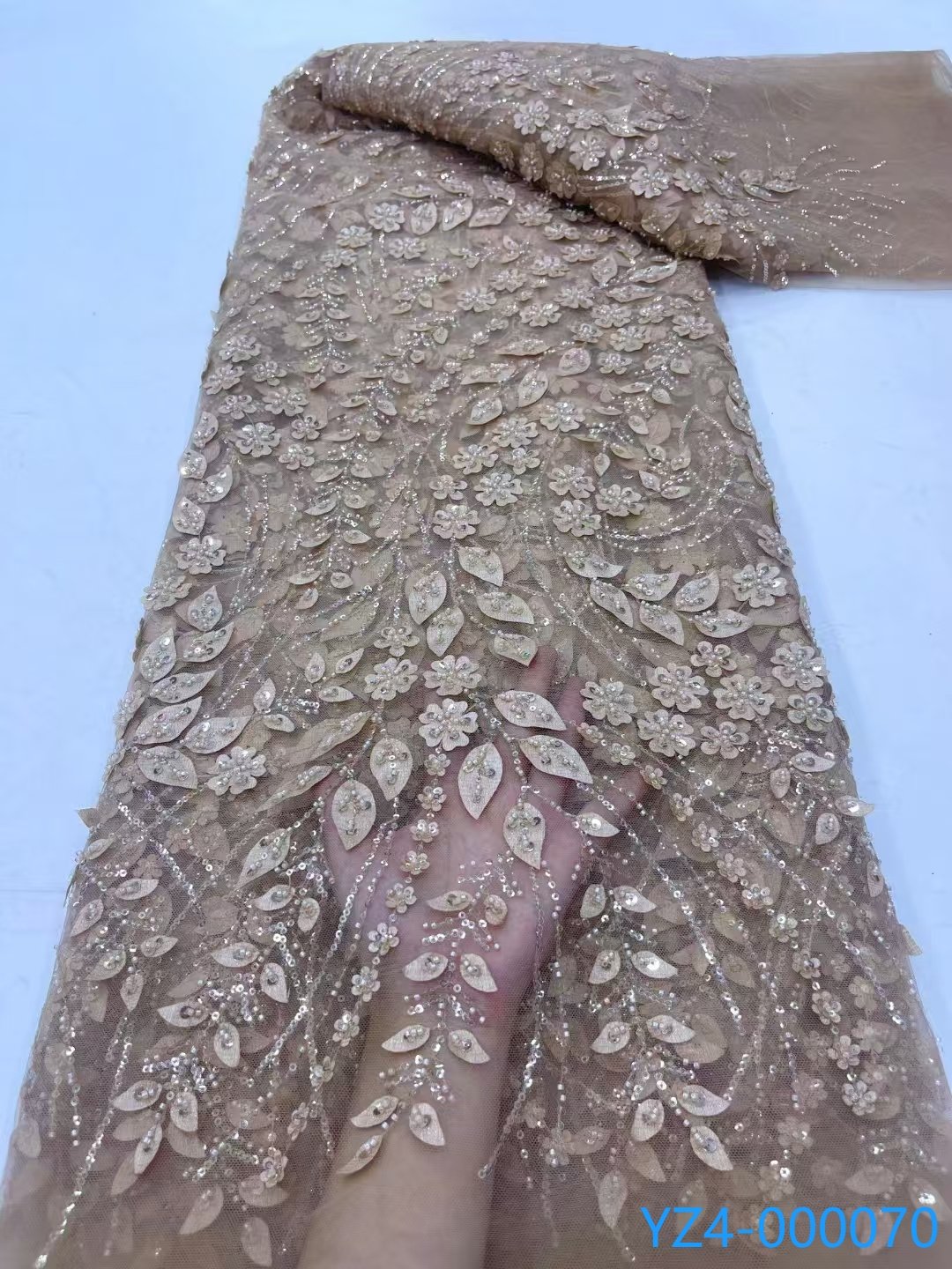 Wholesale Price Beaded Lace Fabrics Luxury Lace Fabrics For Women African Luxury Bridal Lace Fully Sequins Fabric