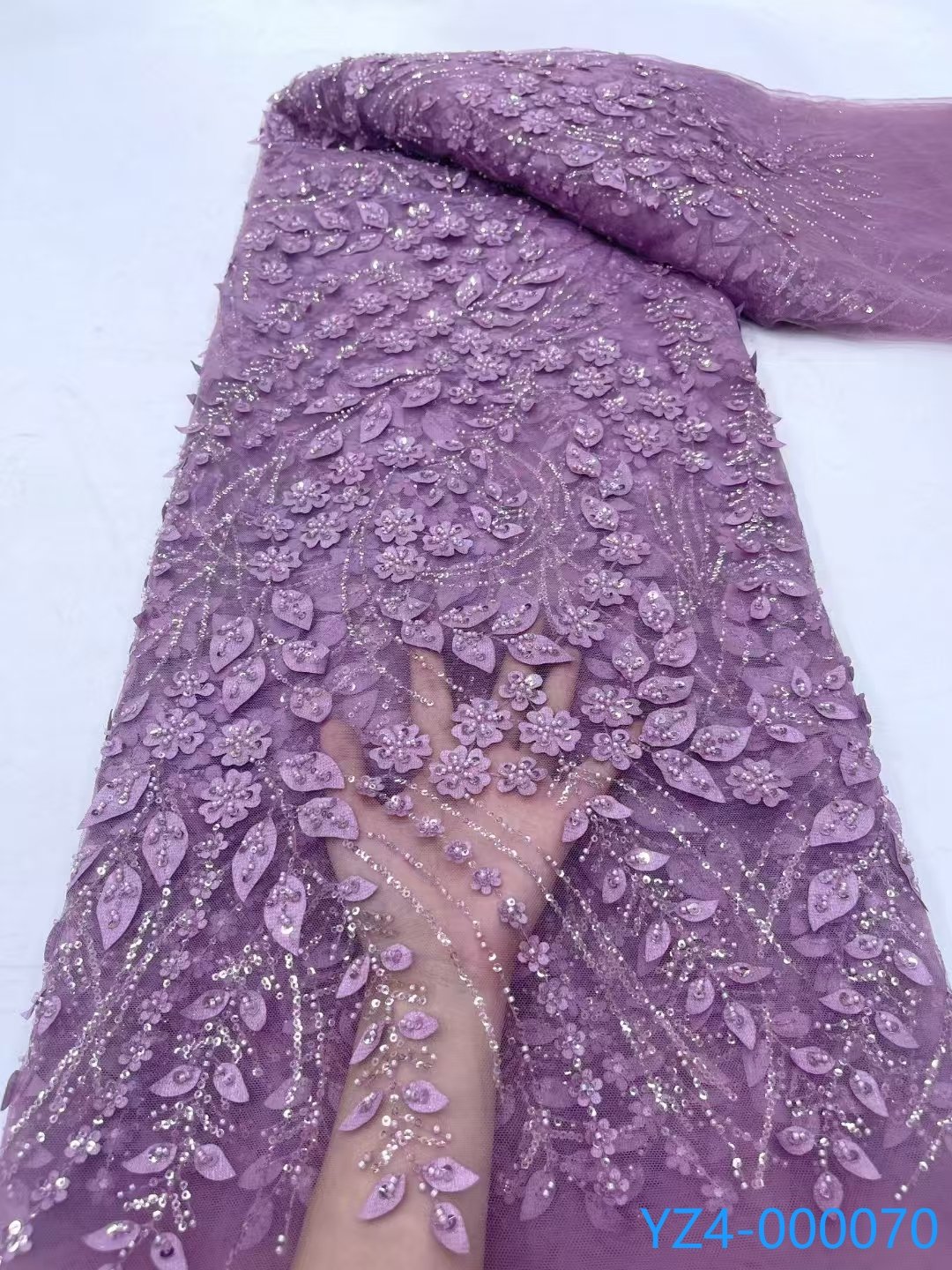 Wholesale Price Beaded Lace Fabrics Luxury Lace Fabrics For Women African Luxury Bridal Lace Fully Sequins Fabric