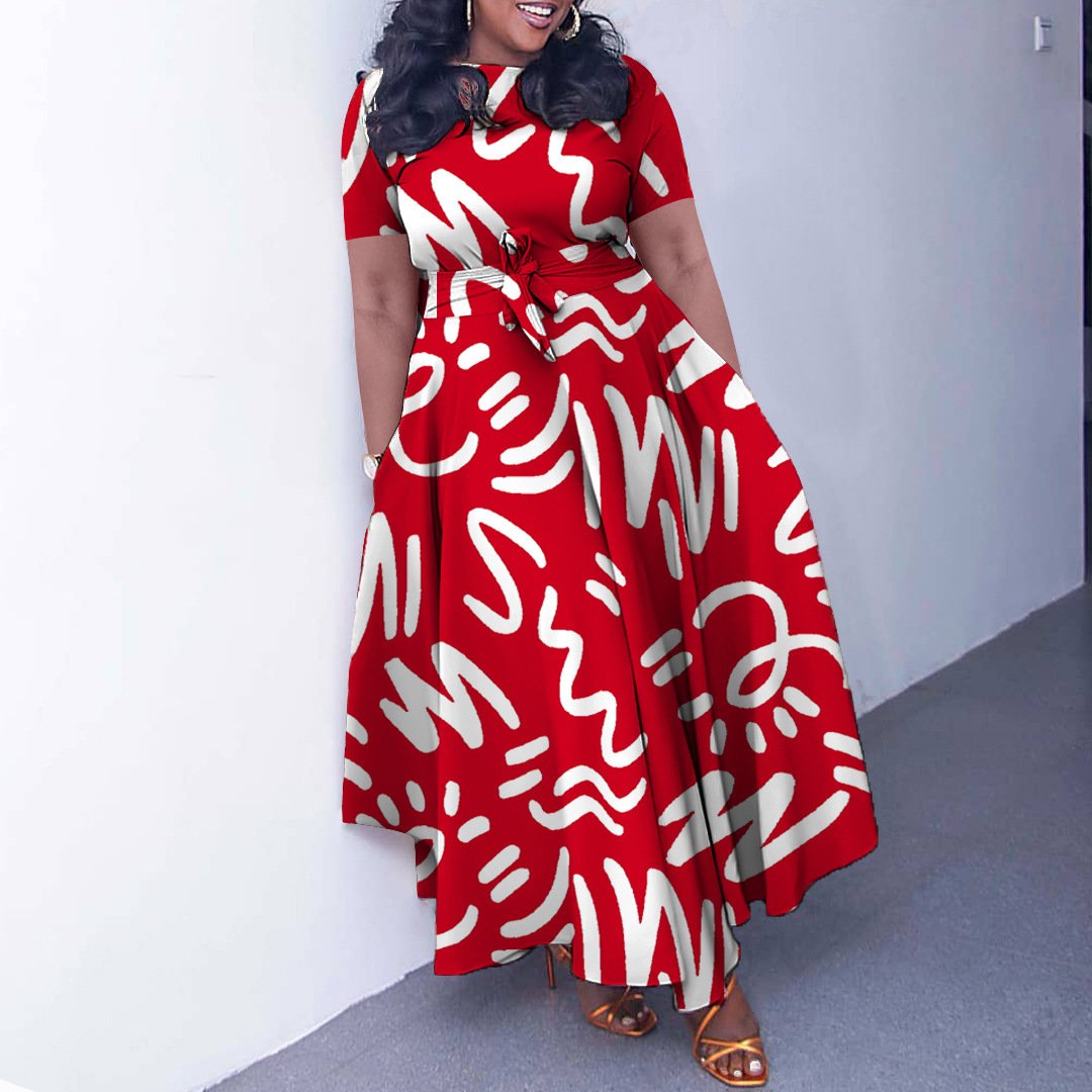 BH1210 XL to 5XL short sleeve Lace up church event plus size long skirt dress