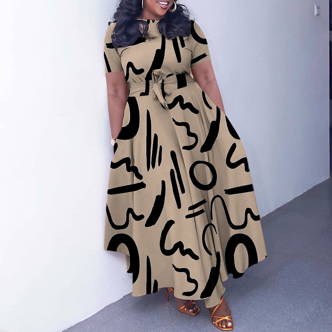 BH1210 XL to 5XL short sleeve Lace up church event plus size long skirt dress