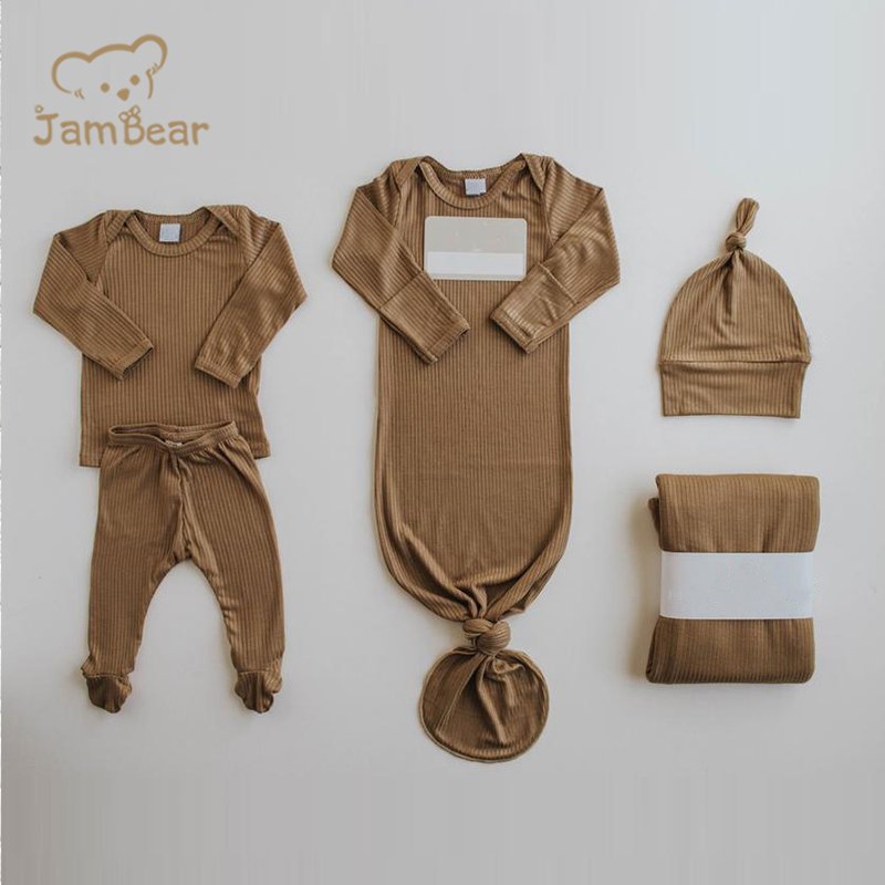 Organic cotton ribbed knit swaddle sets sustainable swaddle baby blanket eco friendly organic organic ribbed swaddle set