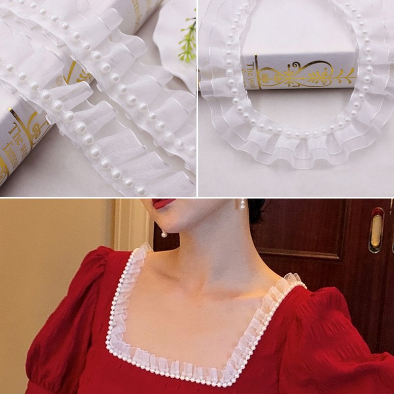 Reuenrs Gordon Luxury 100% Cotton Embroidery Fabric Sustainable Crocheted Lace Beads 3cm Width Home Textile Weddings Wholesale