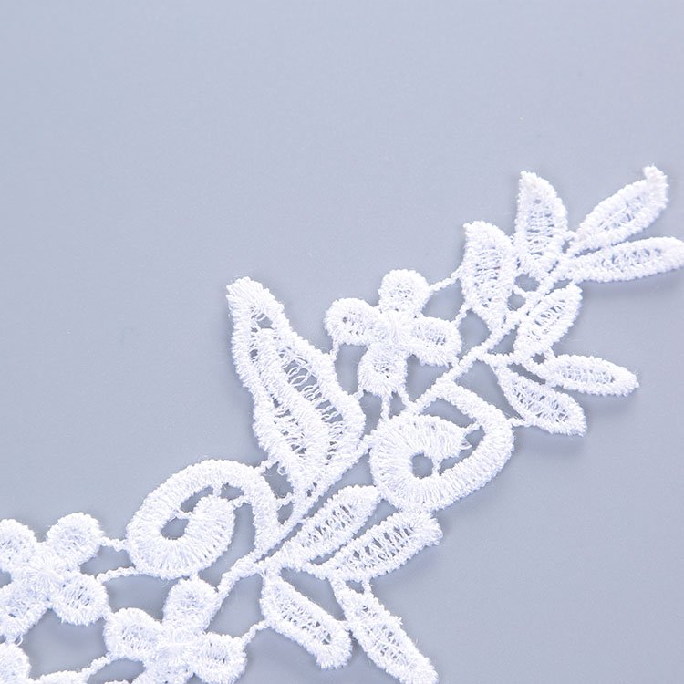 Braided White Geometric Lace Design For Wedding Lace Fabric