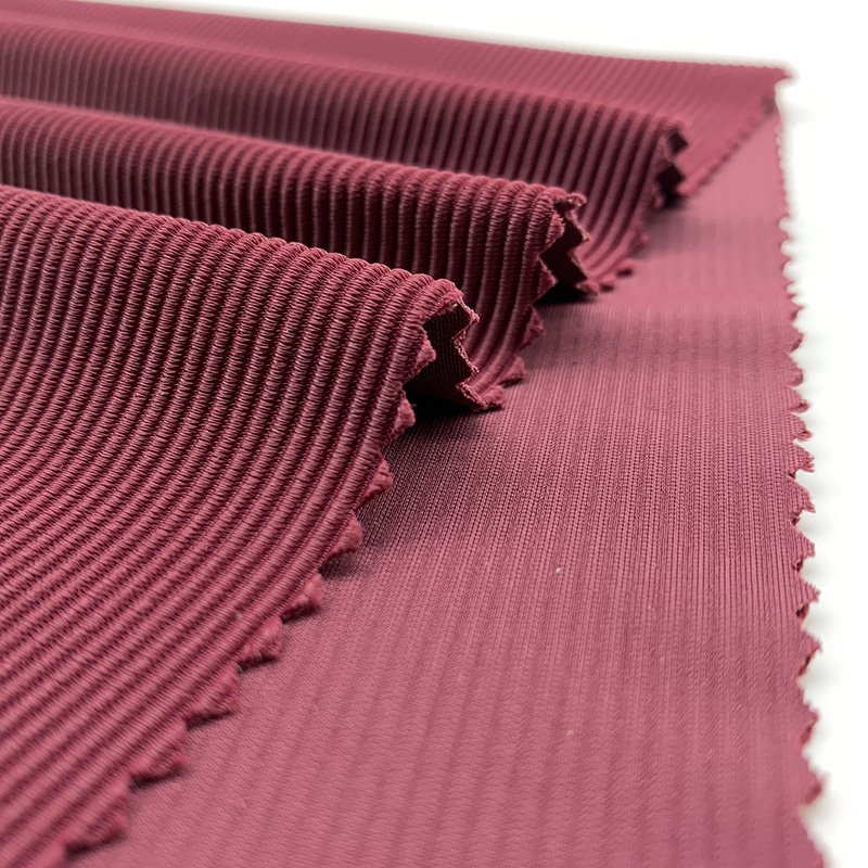 Fabric Lightweight Plain Spandex Stretch Ribbed Knit No6627 Wholesale Stock High Quality 4 Way Stretch Nylon Dyed A4 Size Sample