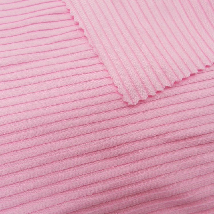 Hot sales of popular pink crinkle polyester spandex 290gsm textured stripe ribbed knitted fabric for swimwear bikini dress