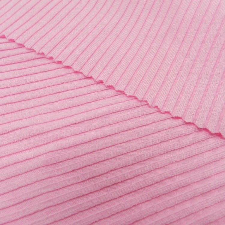 Hot sales of popular pink crinkle polyester spandex 290gsm textured stripe ribbed knitted fabric for swimwear bikini dress