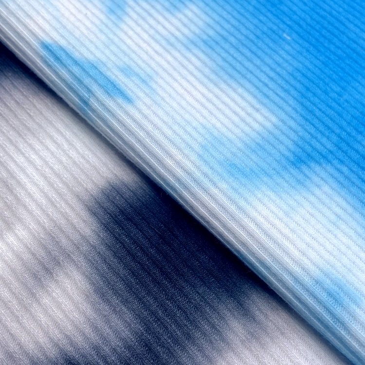 Wholesale ribbed 96% polyester 4% spandex custom digital printed 2*2 knit rib fabric for cardigan