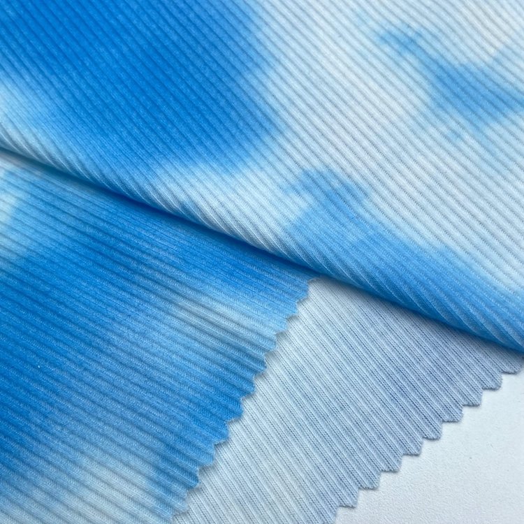 Wholesale ribbed 96% polyester 4% spandex custom digital printed 2*2 knit rib fabric for cardigan