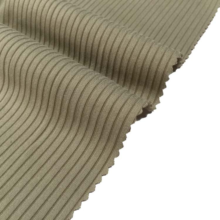 Hot sale 5*2 stripe rib knit fabric polyester spandex ribbed knit stretch fabric for Essential