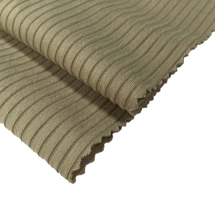 Hot sale 5*2 stripe rib knit fabric polyester spandex ribbed knit stretch fabric for Essential
