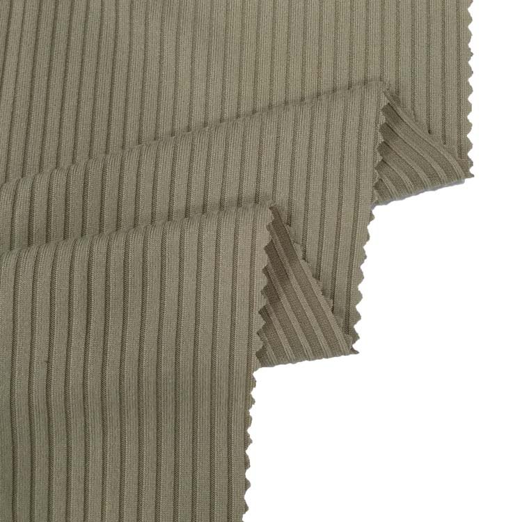 Hot sale 5*2 stripe rib knit fabric polyester spandex ribbed knit stretch fabric for Essential
