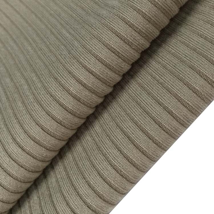 Hot sale 5*2 stripe rib knit fabric polyester spandex ribbed knit stretch fabric for Essential