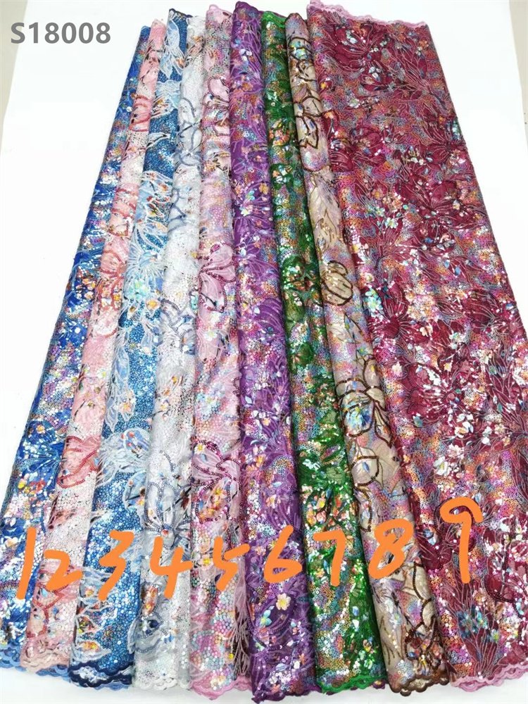 Sequins Embroidered Lace Wedding Fabric Sequined Embroidery Dress Fashion Lace Fabric