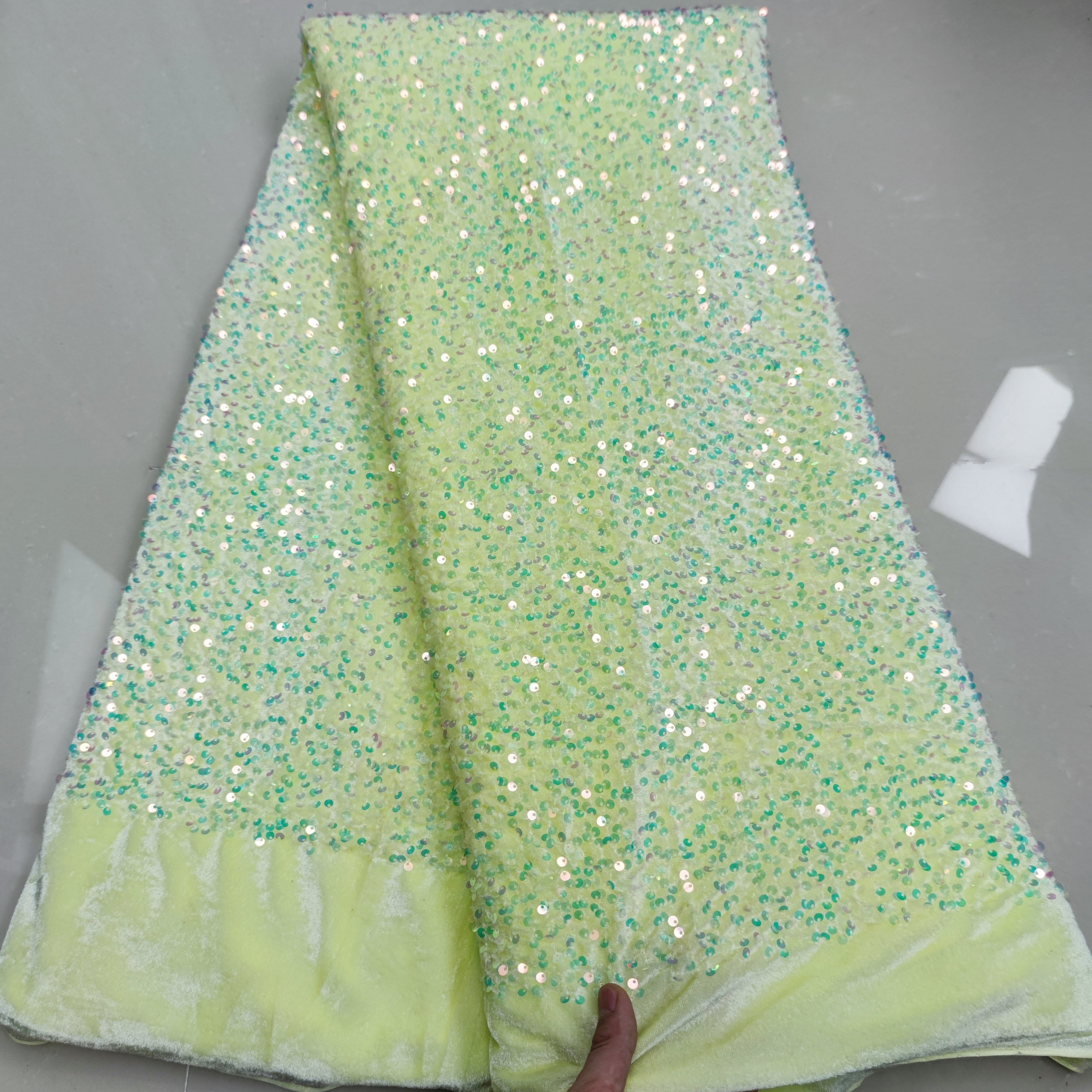 African High Quality Velvet Lace French Tulle Lace Nigerian Embroidery Lace Sequin Fabric