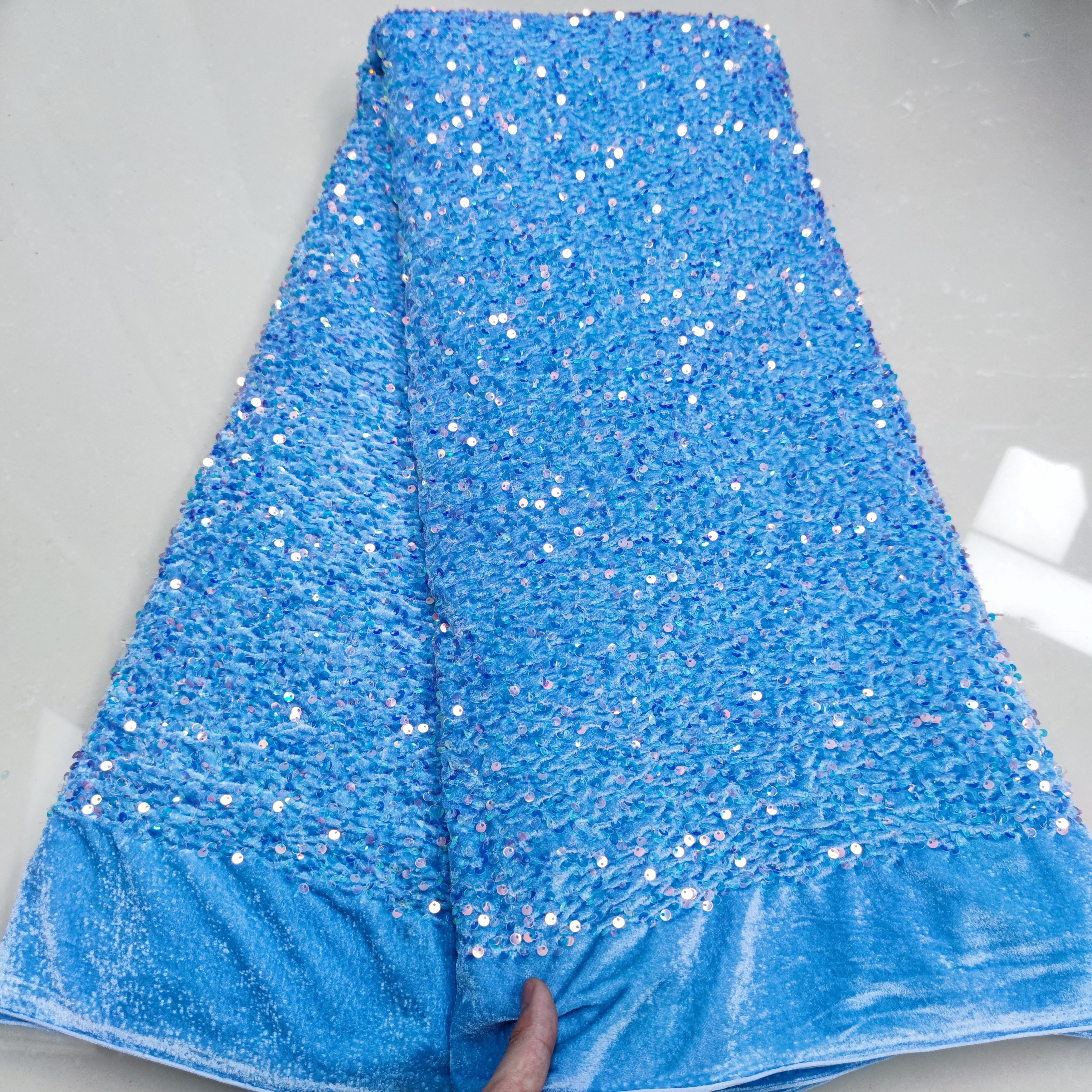 African High Quality Velvet Lace French Tulle Lace Nigerian Embroidery Lace Sequin Fabric