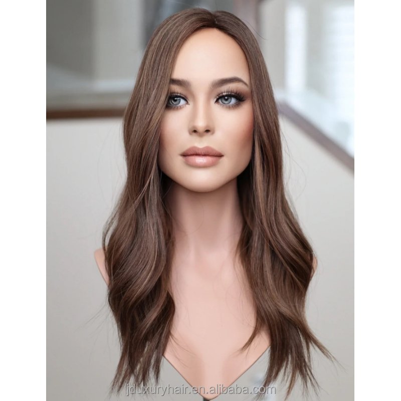 European Hair Lace Top Jewish kosher Wig Neutral Blonde Balayage brown Color 13x6 Lace Front Wig With Realistic Scalp For Women