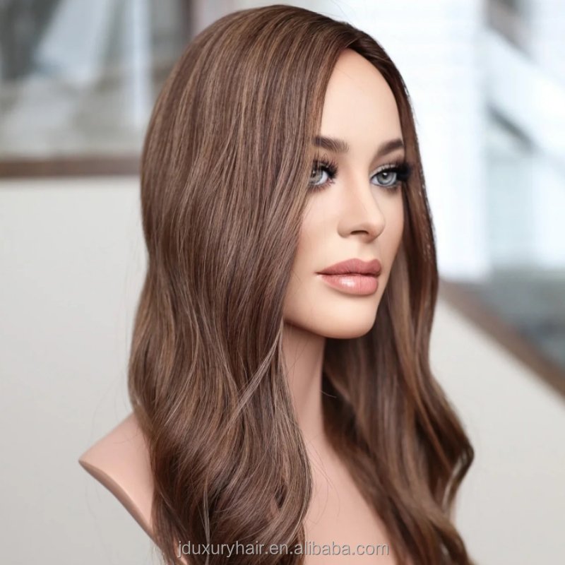 European Hair Lace Top Jewish kosher Wig Neutral Blonde Balayage brown Color 13x6 Lace Front Wig With Realistic Scalp For Women
