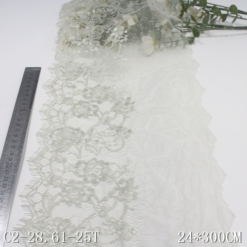 Garment Accessories Lace Chantilly Lace 24cm French Eyelash Trim Lace for skirt's hemline