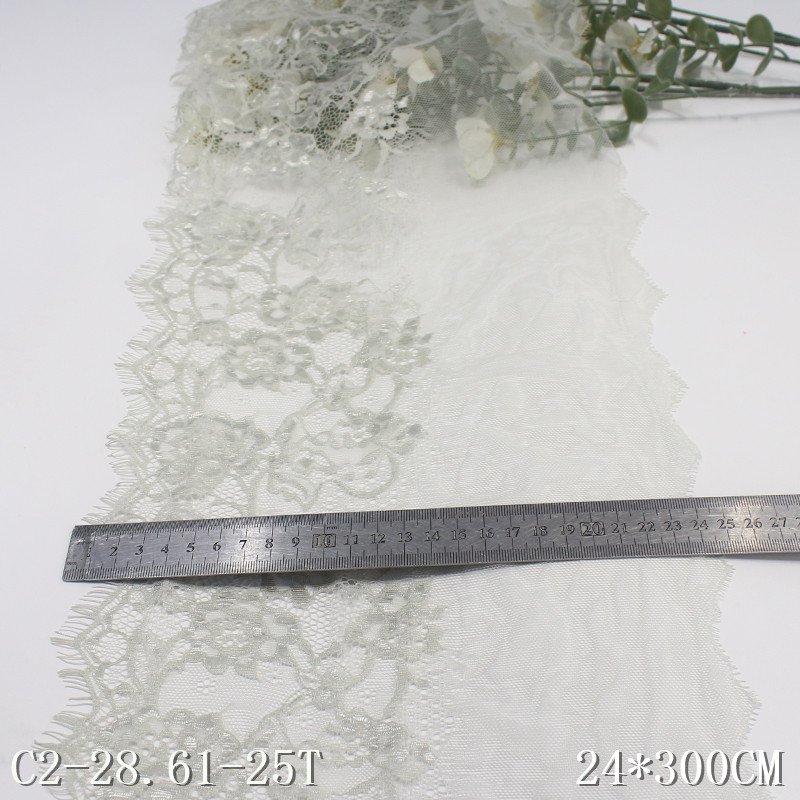 Garment Accessories Lace Chantilly Lace 24cm French Eyelash Trim Lace for skirt's hemline