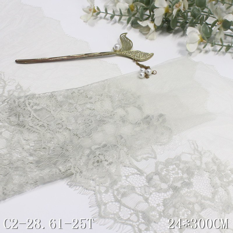 Garment Accessories Lace Chantilly Lace 24cm French Eyelash Trim Lace for skirt's hemline