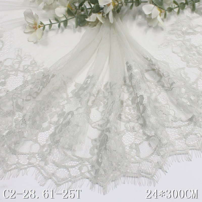 Garment Accessories Lace Chantilly Lace 24cm French Eyelash Trim Lace for skirt's hemline