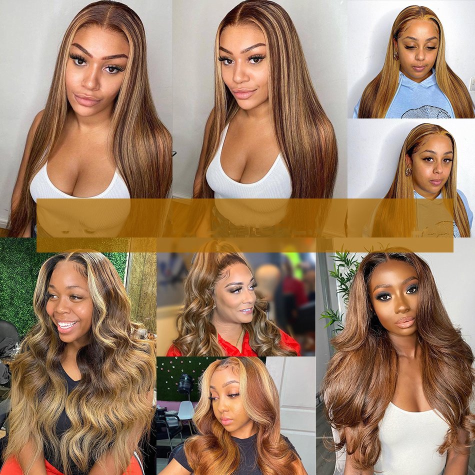 Wholesale Cuticle Aligned Pre Plucked Lace Frontal Highlight Wig 13X4 Full Hd Lace Front Closure Human Hair Wig for black women