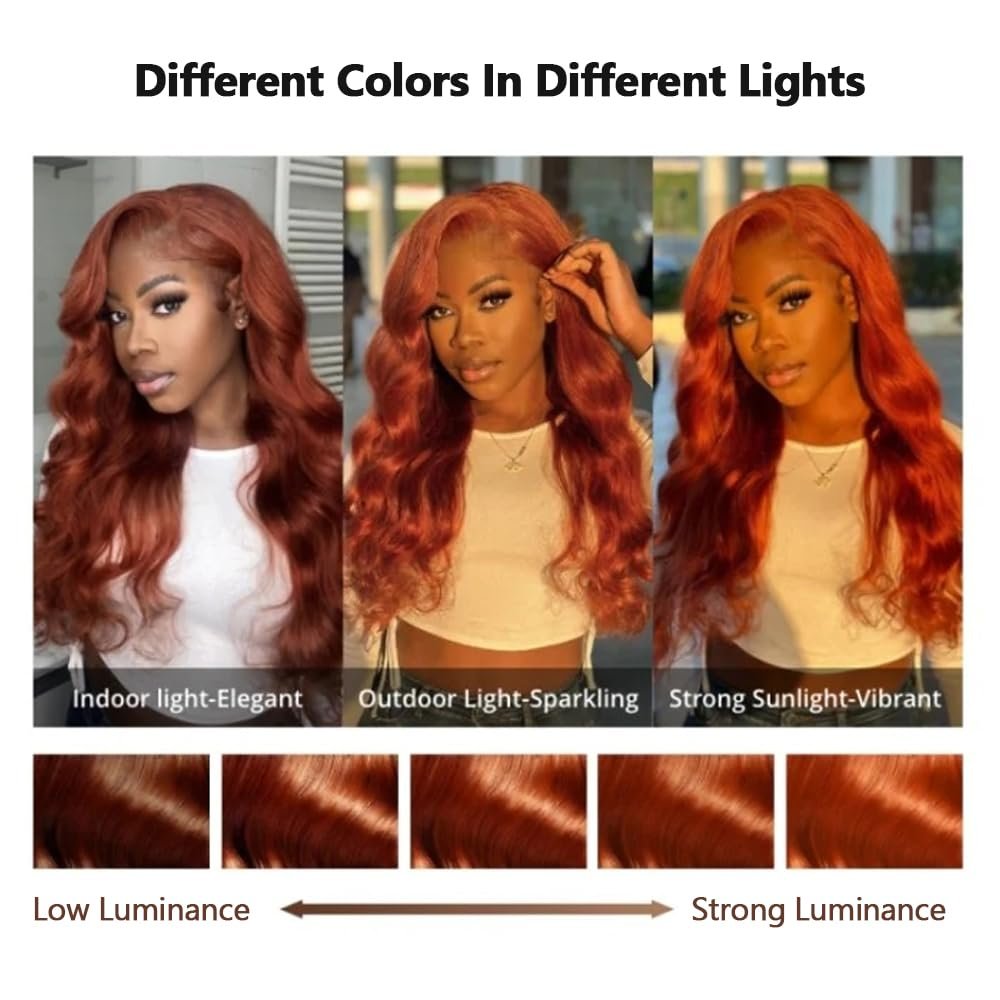 Brazilian Raw Virgin Hair colored Ginger Lace Front Wig Pre plucked Ginger Orange Hd Lace Human Hair Wigs with Baby Hair