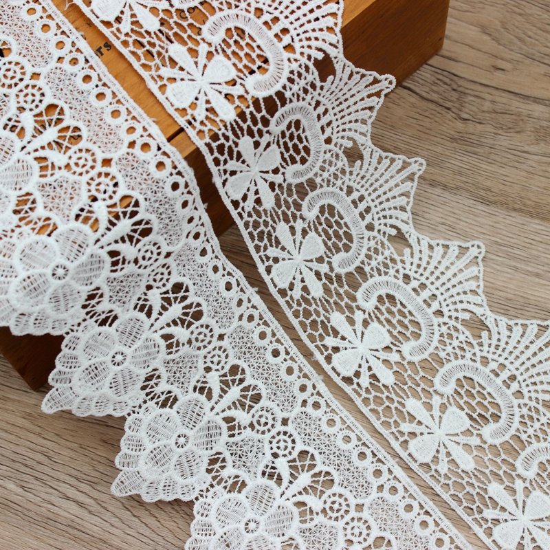 Zeal Water Soluble Silk Lace Trim White Cotton Ribbon with 2cm 5cm Width Dress Tablecloth Blanket Box Embroidery Decoration