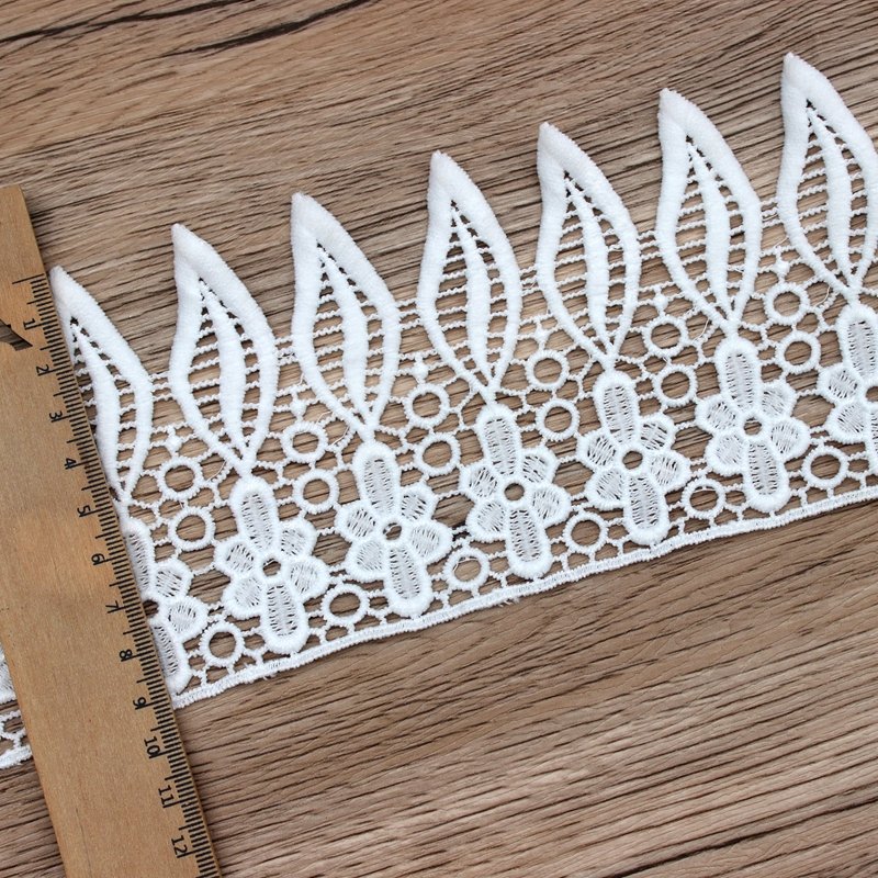 Zeal Water Soluble Silk Lace Trim White Cotton Ribbon with 2cm 5cm Width Dress Tablecloth Blanket Box Embroidery Decoration