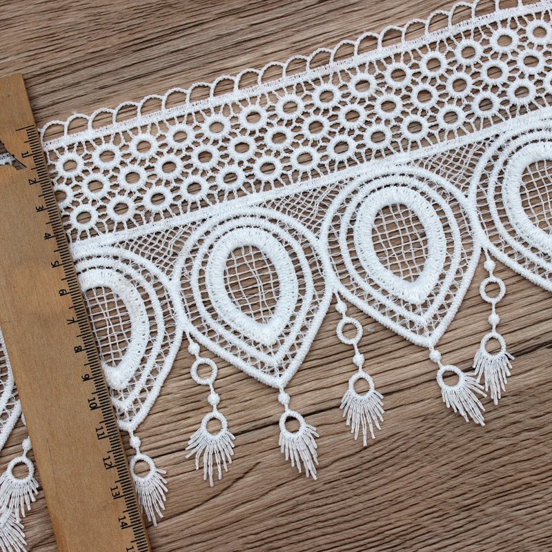 Zeal Water Soluble Silk Lace Trim White Cotton Ribbon with 2cm 5cm Width Dress Tablecloth Blanket Box Embroidery Decoration