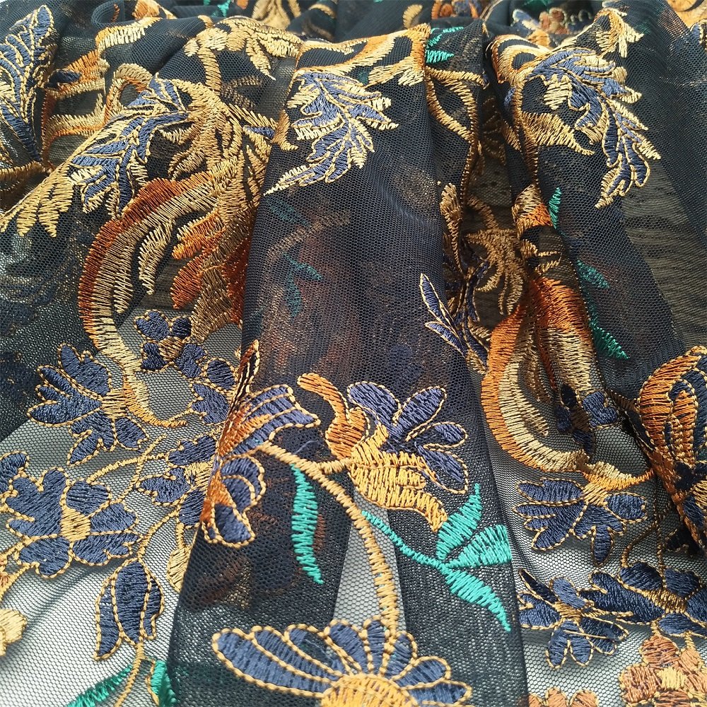 New Arrived Multicolor Flowers Embroidery Fabric For Bridal Dress Lace trim Custom For Garment lace custom