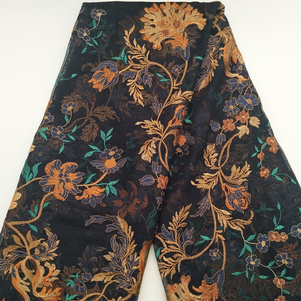 New Arrived Multicolor Flowers Embroidery Fabric For Bridal Dress Lace trim Custom For Garment lace custom