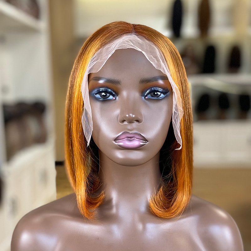 Drop Shipping Natural Hairline Transparent Lace 13x4 frontal wig length 8 bob wig