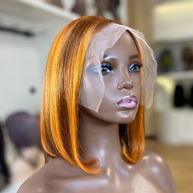 Drop Shipping Natural Hairline Transparent Lace 13x4 frontal wig length 8 bob wig