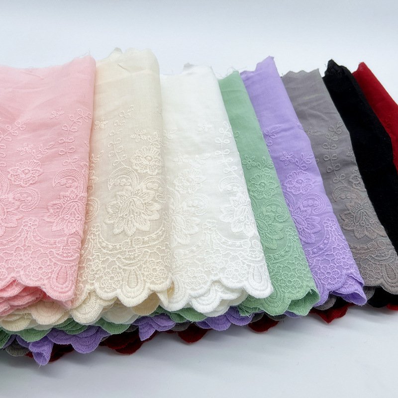Color 22 cm Wide Cotton Embroidery Lace Trim Black Trimming Lace Embroidery For Women's Dress