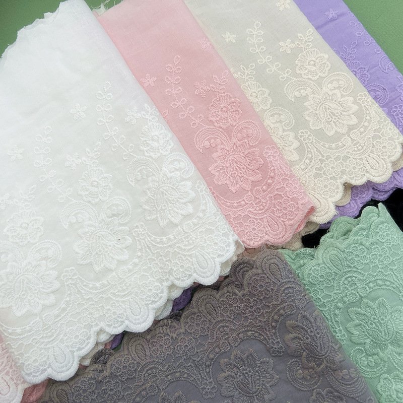 Color 22 cm Wide Cotton Embroidery Lace Trim Black Trimming Lace Embroidery For Women's Dress