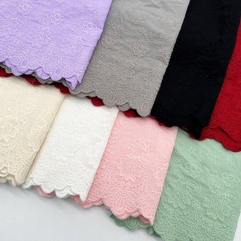 Color 22 cm Wide Cotton Embroidery Lace Trim Black Trimming Lace Embroidery For Women's Dress
