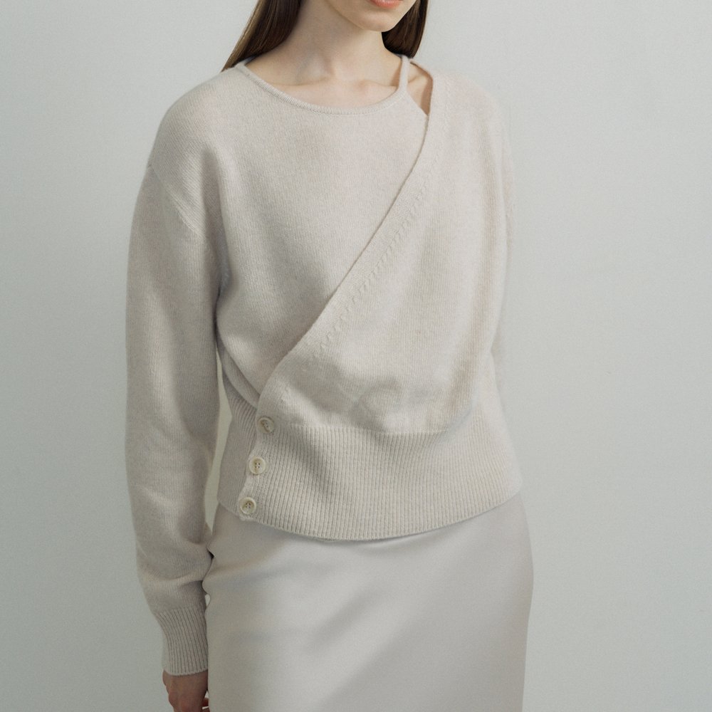 Ladies Pure Color Boat Neck Sweater in Wool and Cashmere Blended Jumper Layered Knit