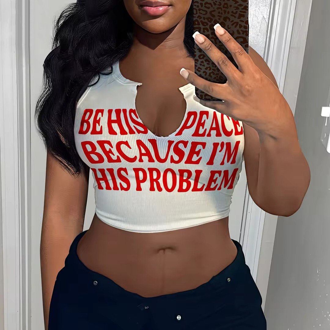 2024 Hot Selling Women Short Crop Top crop women tops for women Letter Print High Quality Ribbed Sleeveless Tank Top