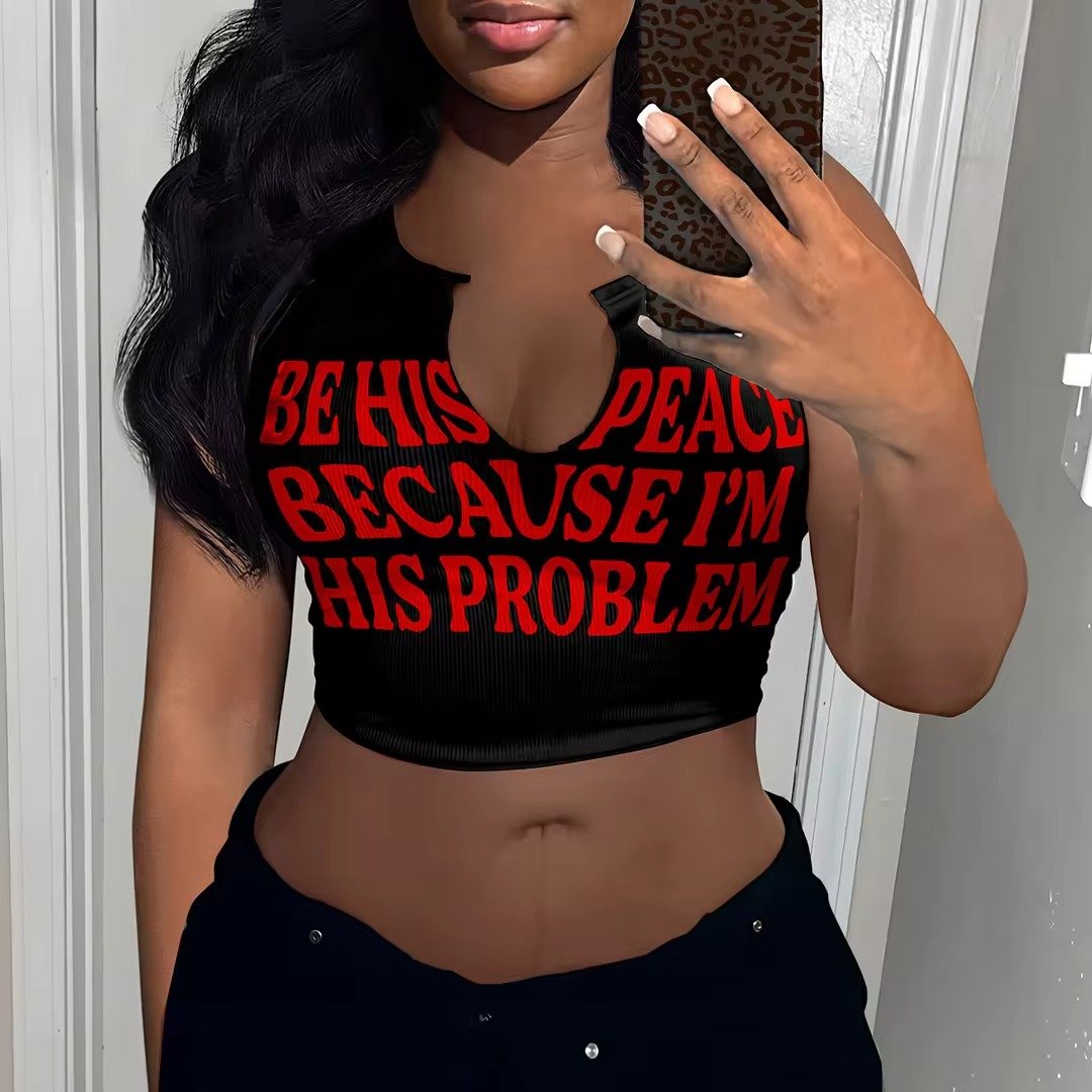 2024 Hot Selling Women Short Crop Top crop women tops for women Letter Print High Quality Ribbed Sleeveless Tank Top