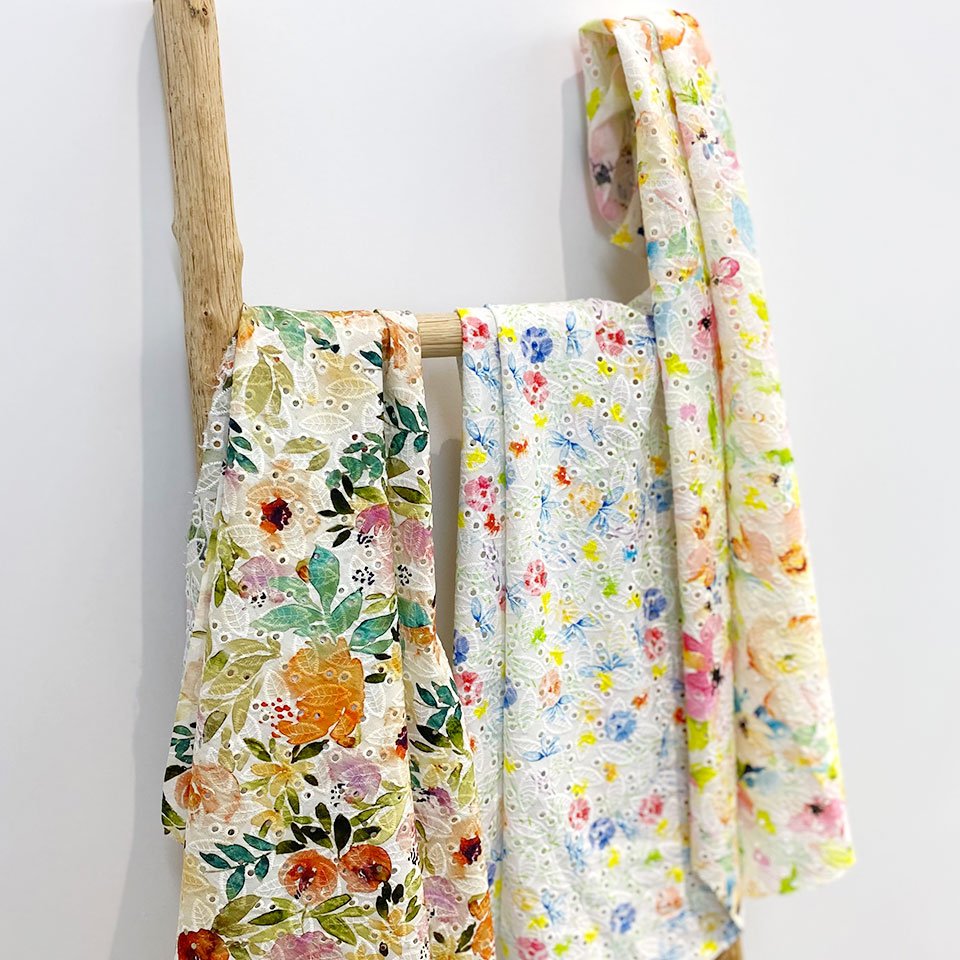 hollow out women dress material custom pattern poplin digital printing eyelet cotton swiss voile lace embroidery fabric