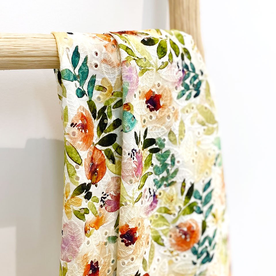 hollow out women dress material custom pattern poplin digital printing eyelet cotton swiss voile lace embroidery fabric