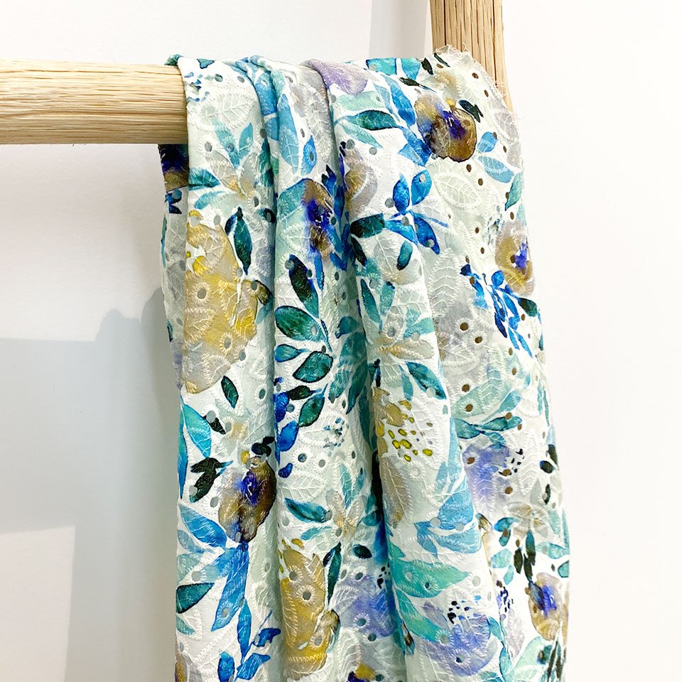hollow out women dress material custom pattern poplin digital printing eyelet cotton swiss voile lace embroidery fabric