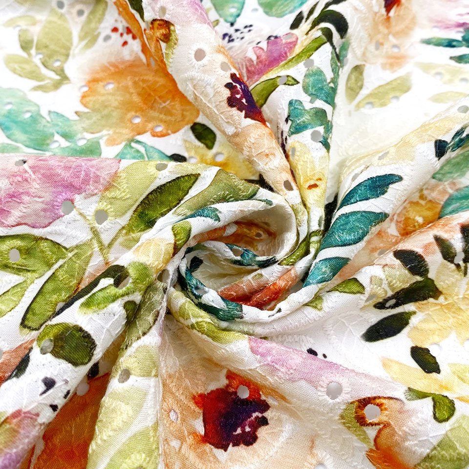 hollow out women dress material custom pattern poplin digital printing eyelet cotton swiss voile lace embroidery fabric