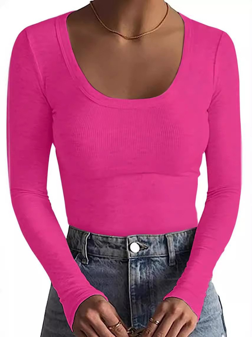Latest Design Full Sleeves Black Front Cut Out Women Crop Top Cheap Price Crew Neck Slim Fit Ribbed Crop Top