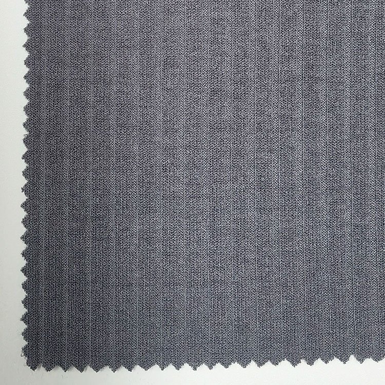 Factory sale knitted solid grey 255gsm 95 polyester 5 spandex 5*3 rib fabric for shirt,garment