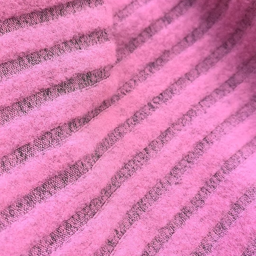 Brushed Polyester Viscose Rib Fabric For Dress