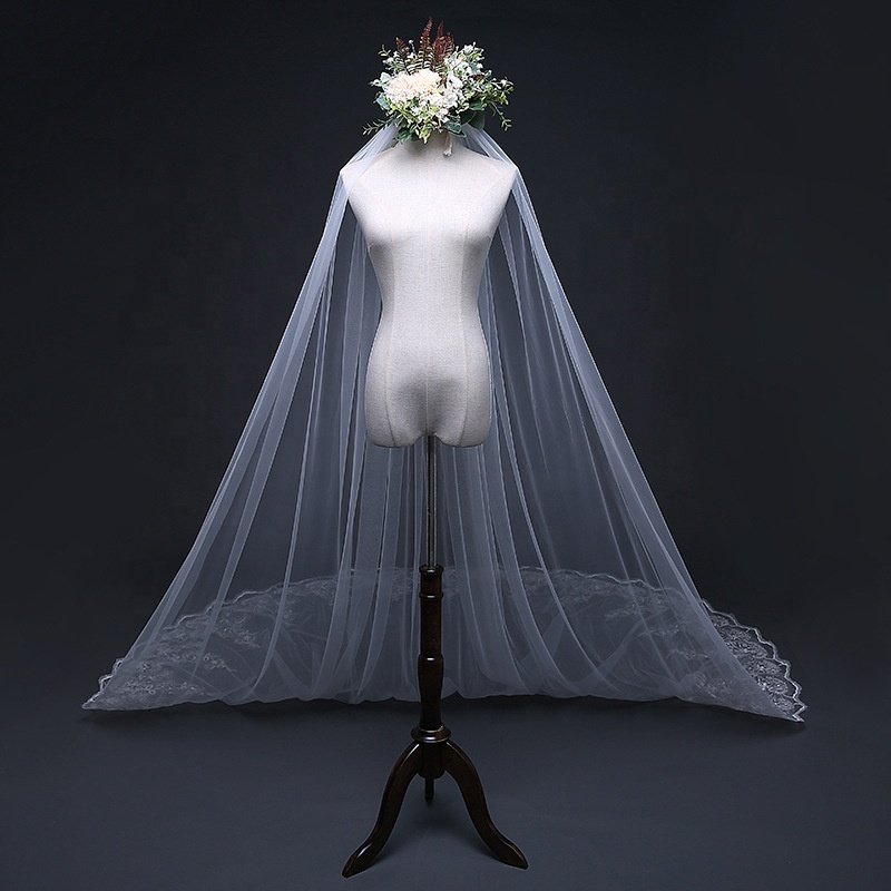 fashion Hot Sell Latest Long Tulle Wedding Bridal Veil Lace Wedding Veil