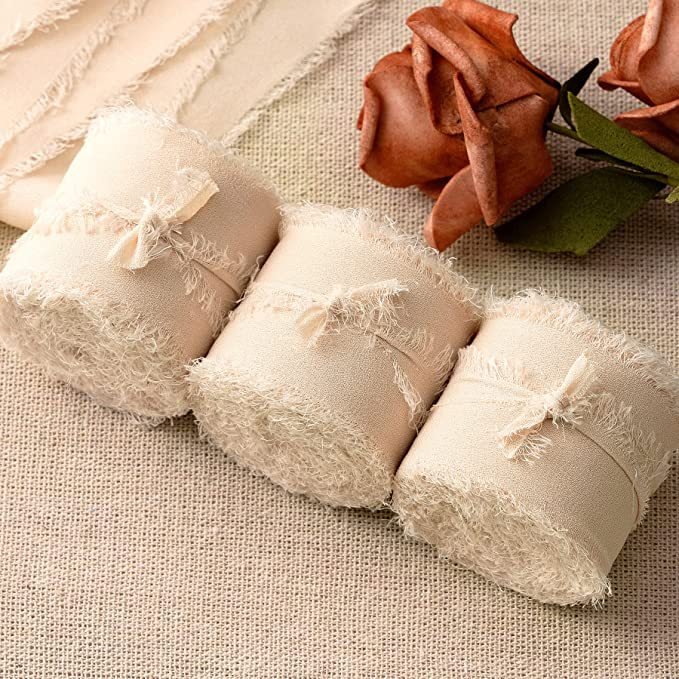 Wholesale fringe silk organza ribbon 4cm width wrapping chiffon ribbon satin chiffon silk ribbon for gift packing