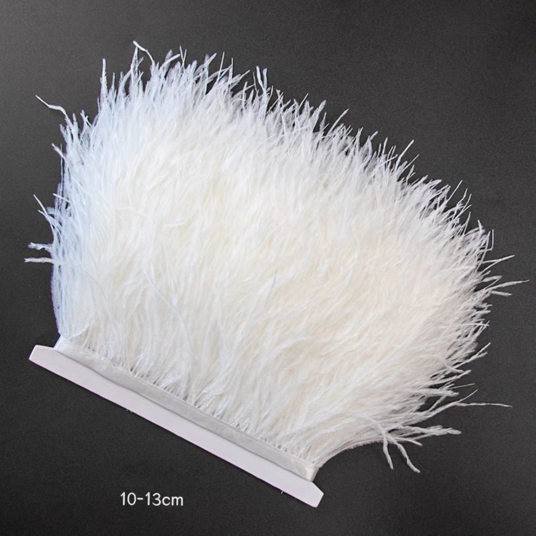 RTS 58 Colors Stock cheap 6-8cm Sewing Fringe Ostrich Feather Trim ostrich lace for Pyjamas Satin Sets Skirt Costume Women Dr
